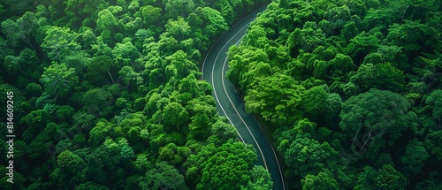 Aerial view highlighting a forest road with natural scenic pulloffs that encourage ecotourism and sustainable travel