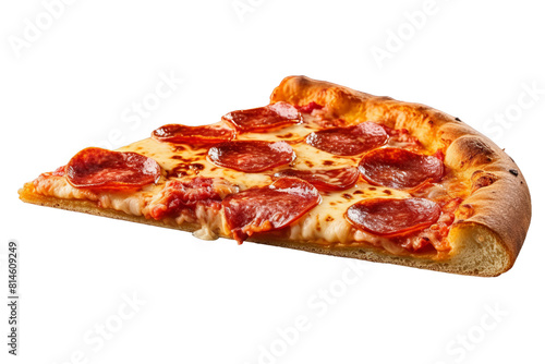 A Delicious Slice of Pepperoni Heaven. On a White or Clear Surface PNG Transparent Background.