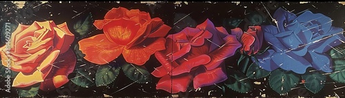 Artists creating chalk art of roses on city sidewalks, Portland Rose Festival, creative and colorful, Geometry,Optical Illusion Art,Mysterious,Geometric Shapes , ,