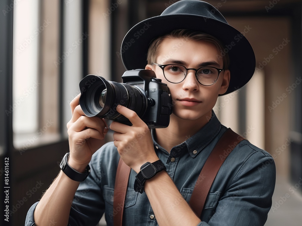 Photographer taking pictures of nature. World Photography Day. Generative Ai.
Photographer taking pictures of nature. World Photography Day. Generative Ai.
