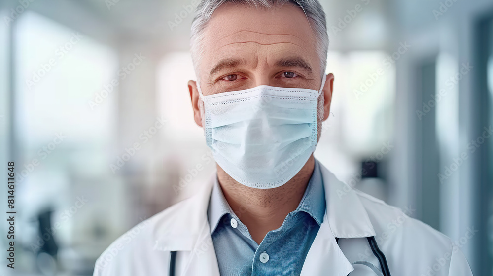 Doctor wearing medical mask. Generative AI Doctor wearing medical mask. Generative AI