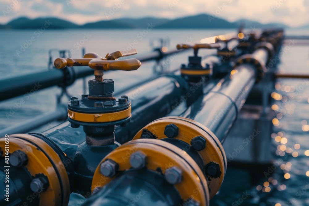 Oil Or Gas Transportation With Gas Or Pipe Line Valves On Water Oil Or Gas Transportation With Gas Or Pipe Line Valves On Water