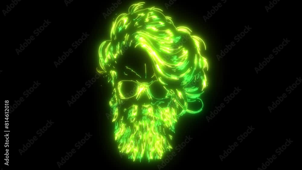 neon animation of human skull neon animation of human skull