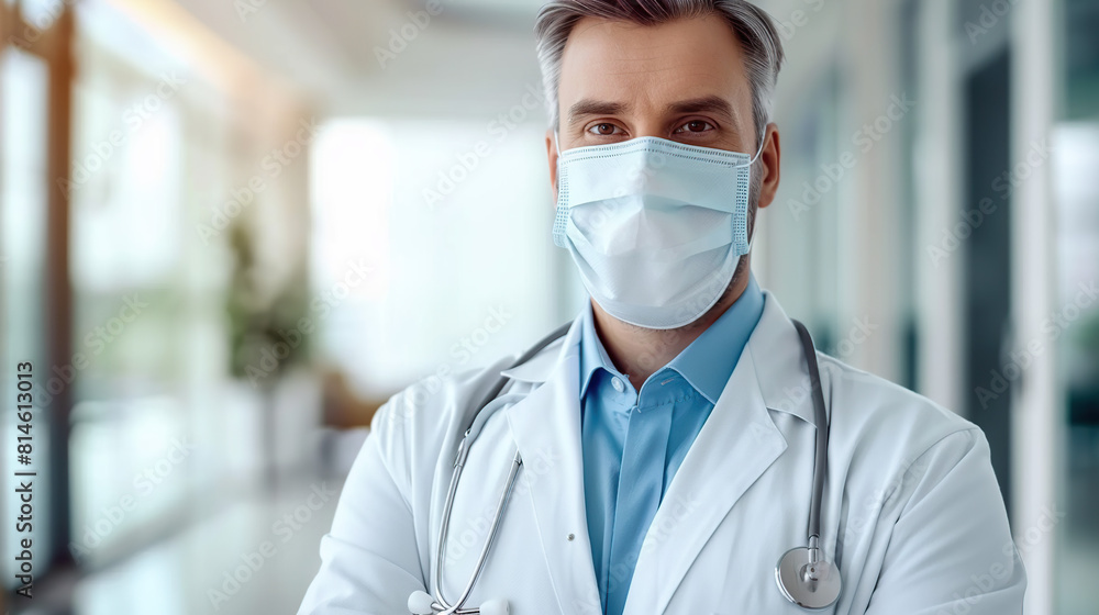 Doctor wearing medical mask. Generative AI Doctor wearing medical mask. Generative AI