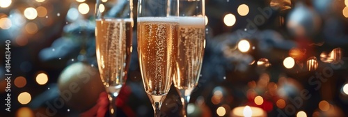 Ring in the New Year with Joy Glasses of Champagne Toast during Festive Christmas
