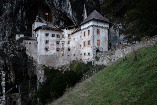 Majestic view of Predjama Castle in Slovenia.