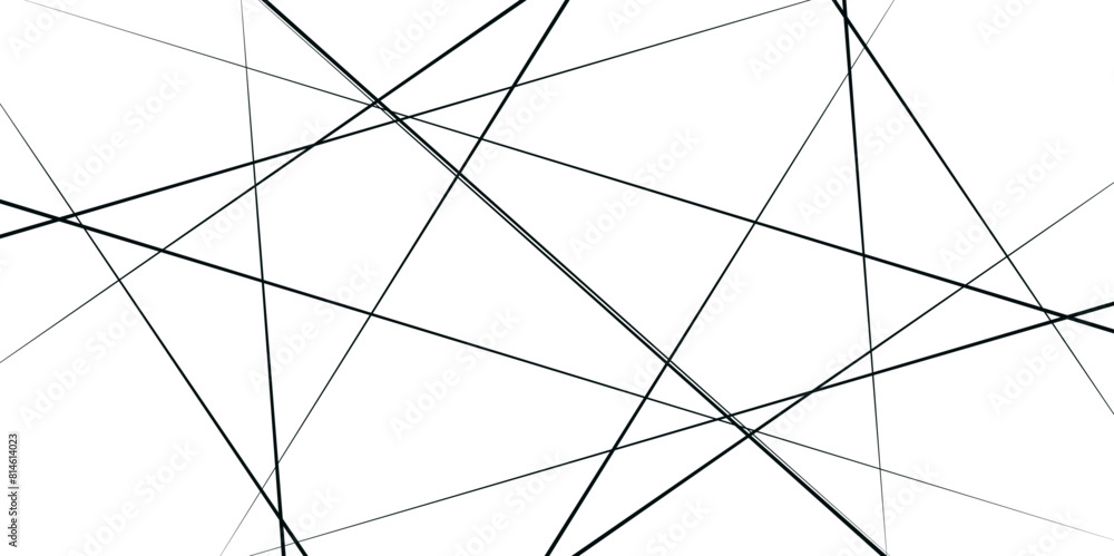 Obraz premium Random chaotic lines. Abstract geometric pattern. Outline monochrome texture.