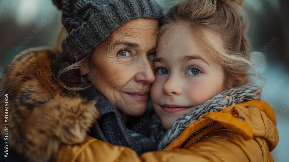 Grandmother and granddaughter together outdoors Grandmother and granddaughter together outdoors