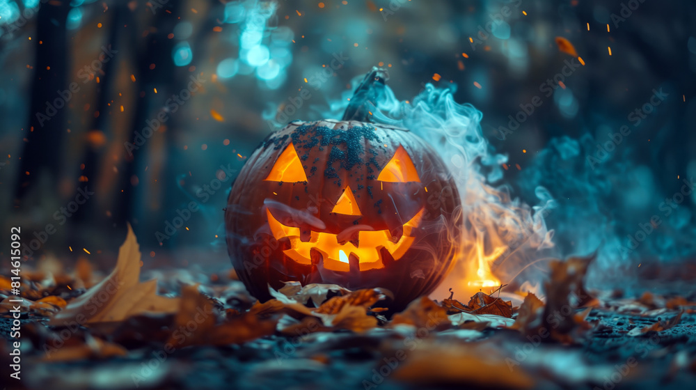 Naklejka premium Halloween Jack-o-Lantern Pumpkins