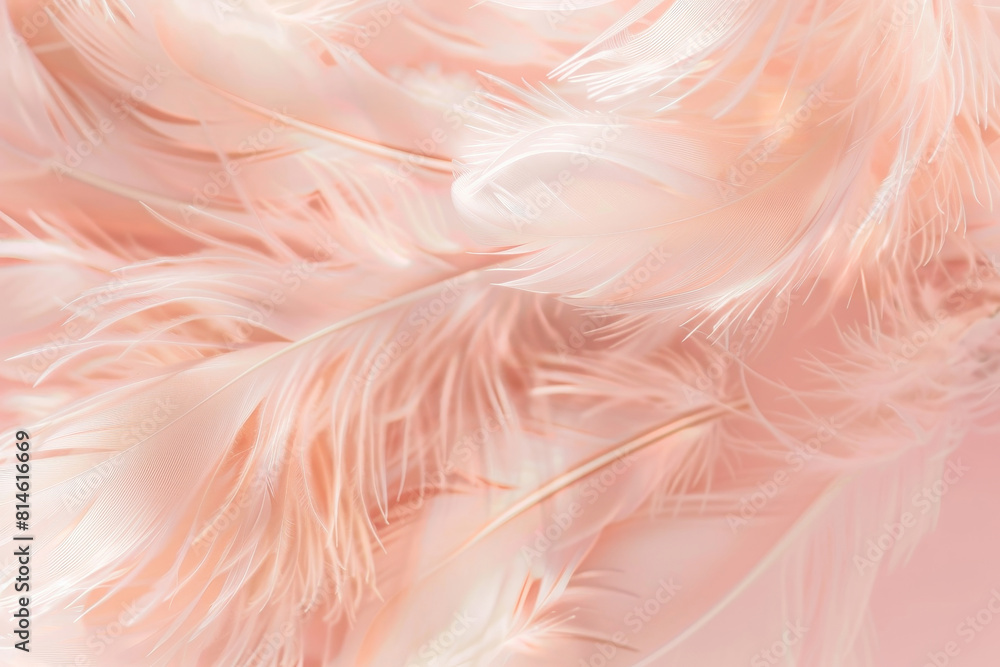 Gentle composition of soft pink feathers against a matching pastel background, conveying a sense of lightness, purity, and elegance perfect for tranquil and refined design projects Gentle composition of soft pink feathers against a matching pastel background, conveying a sense of lightness, purity, and elegance perfect for tranquil and refined design projects