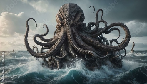 The Kraken is a legendary sea monster said to dwell off the coasts of Norway and Greenland. Described as a gigantic cephalopod, it is often depicted with tentacles capable of dragging entire ships 