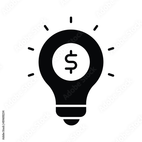 Dollar inside bulb depicting innovative idea, financial idea icon design