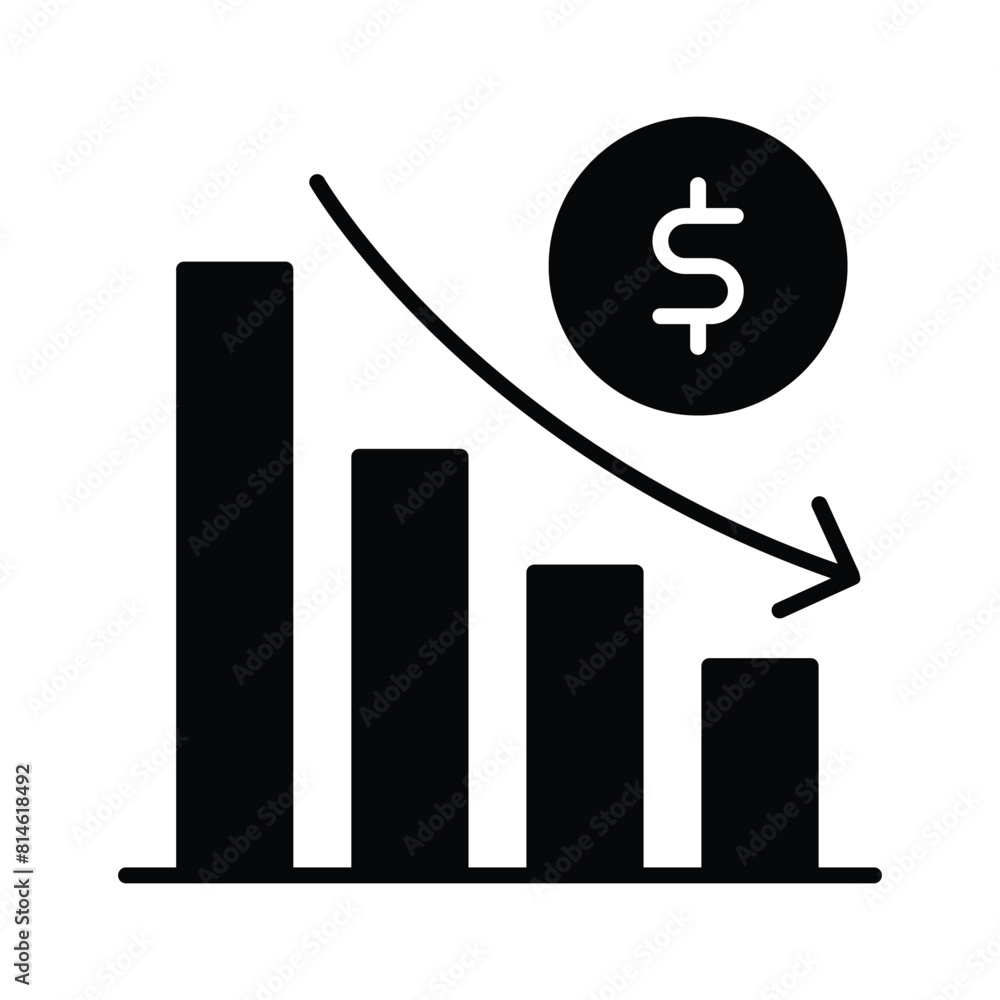 Down chart, financial loss, decrease chart vector design Down chart, financial loss, decrease chart vector design