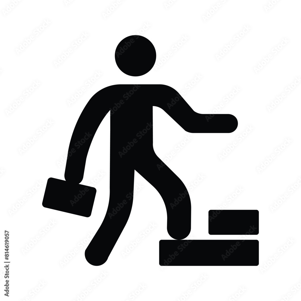 A man is climbing a ladder is showing career growth icon A man is climbing a ladder is showing career growth icon