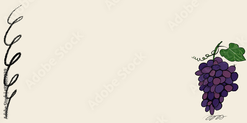 Minimalistic grapevine illustration with tendrils and leaf