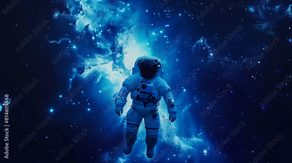 Obraz premium Astronaut Floating in Space, surrounded by the vastness of space and stars.
