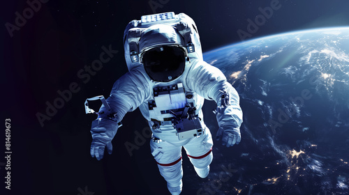Astronaut Floating in Space  surrounded by the vastness of space and stars.