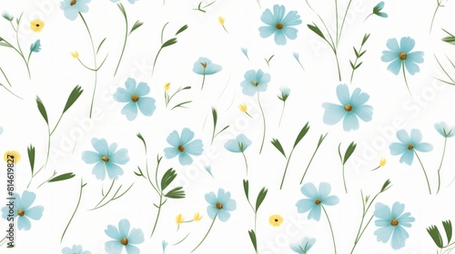 Generative AI Simple aquarelle flowers pattern