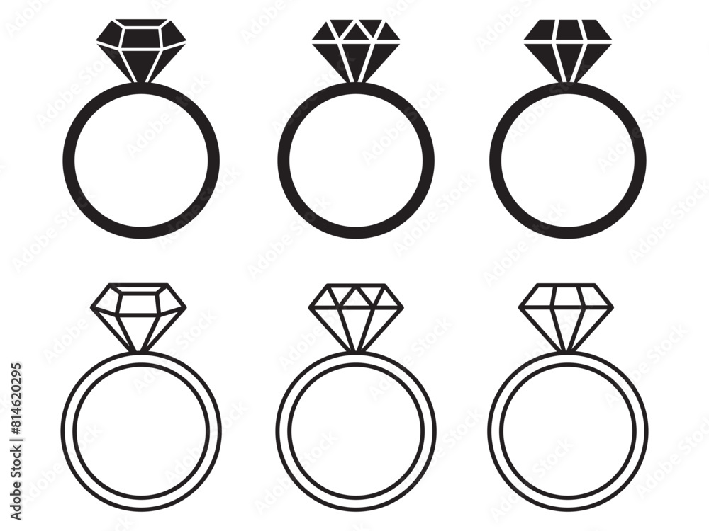 Diamond engagement ring icon set. Ring with gemstone. Ring Diamond Engagement. outline icon of ring with diamond on collection of flat and Line Icon for wedding ring. Diamond engagement ring icon set. Ring with gemstone. Ring Diamond Engagement. outline icon of ring with diamond on collection of flat and Line Icon for wedding ring.