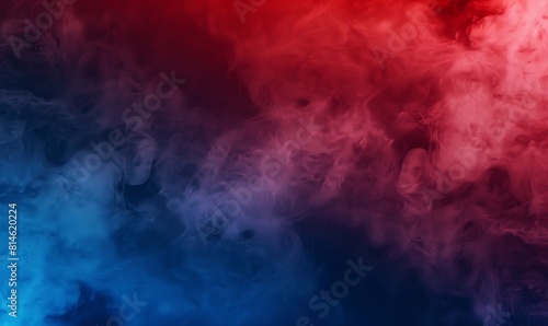 Striking abstract background featuring a dynamic interplay of vivid red and cool blue smoke, creating a mesmerizing and atmospheric effect suitable for diverse creative projects