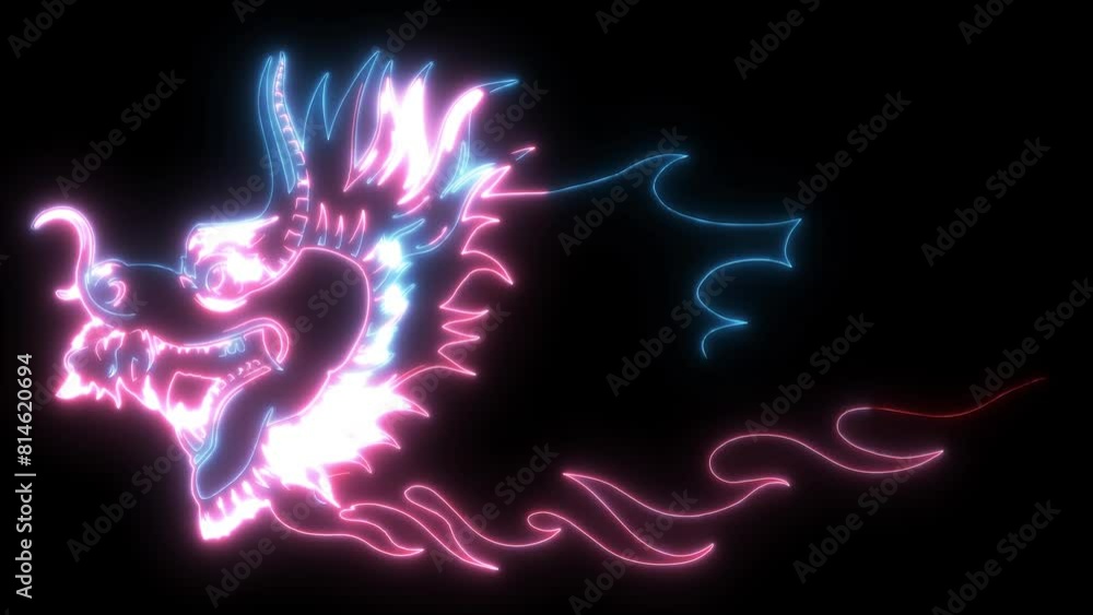 neon animation of Dragon head neon animation of Dragon head