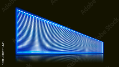 Grid Glittering Bulb Glow and Perspective View Side LED Screen Wall Stage Light Panel Background for Stadiums and Concerts. Video TV LCD Monitor Display with Projection Technology. Vector.