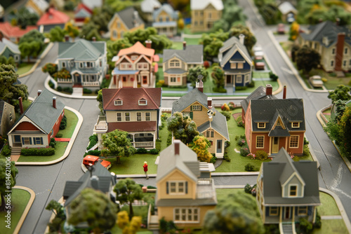 Fototapeta Naklejka Na Ścianę i Meble -  A small town with houses and a street