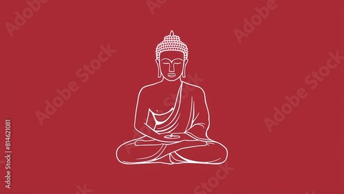 Minimal line art illustration of Buddha meditating perfect for buddha purnima. Generative ai. photo