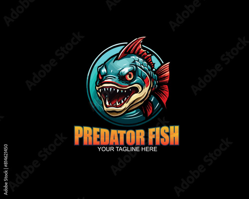 Predator fishing logo drawing template