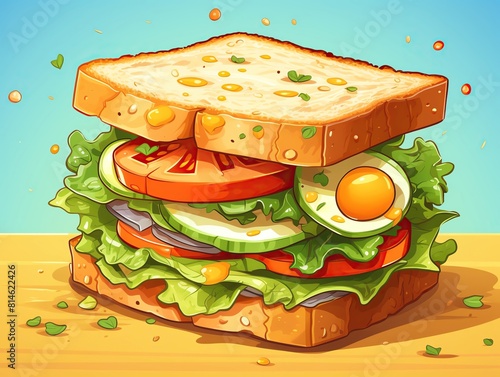 Openfaced sandwich flat design side view artistic presentation photo