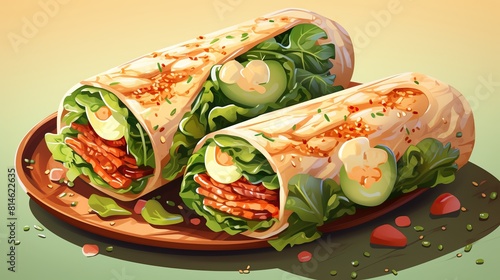 Wrap sandwich flat design top view onthego eating  photo