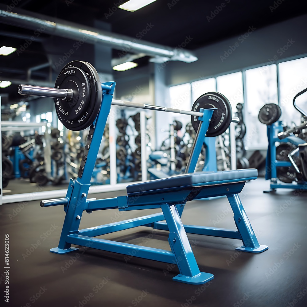 Obraz premium Weight Lifting Bench Press Equipment in gym