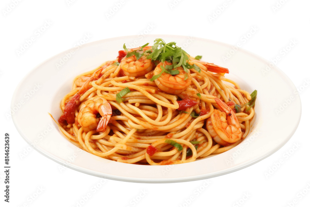 Shimmering Shrimp Symphony in a Bowl. On a White or Clear Surface PNG Transparent Background. Shimmering Shrimp Symphony in a Bowl. On a White or Clear Surface PNG Transparent Background.