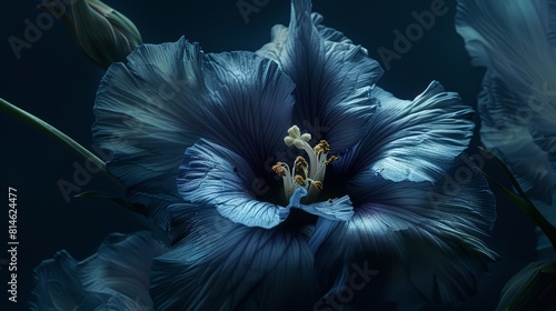 primer plano flor azul. fondo oscuro. heistcore lisianthus photo