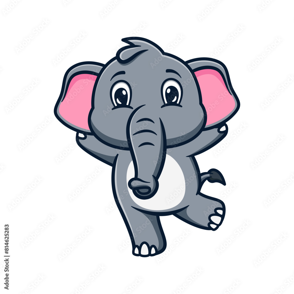 Fototapeta premium cartoon illustration design of a cute and kawaii elephant sitting down