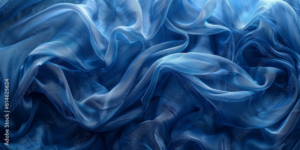 Fototapeta premium Floating blue fabric