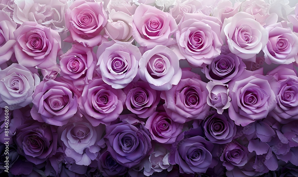violet to purple roses in full bloom, Generative AI violet to purple roses in full bloom, Generative AI