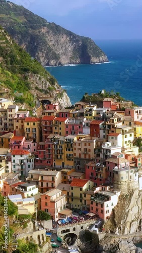 Wallpaper Mural Drone vertical video of cliffside architecture in Cinque Terre Italy Torontodigital.ca