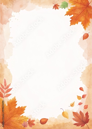 Note Page Template background with autumn season theme border