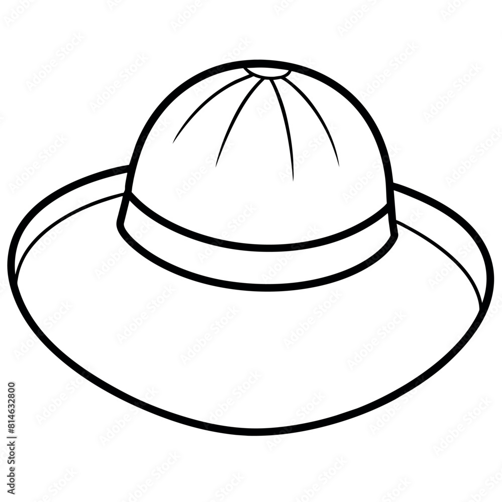 Sun Hat outline coloring book page line art illustration digital drawing Sun Hat outline coloring book page line art illustration digital drawing
