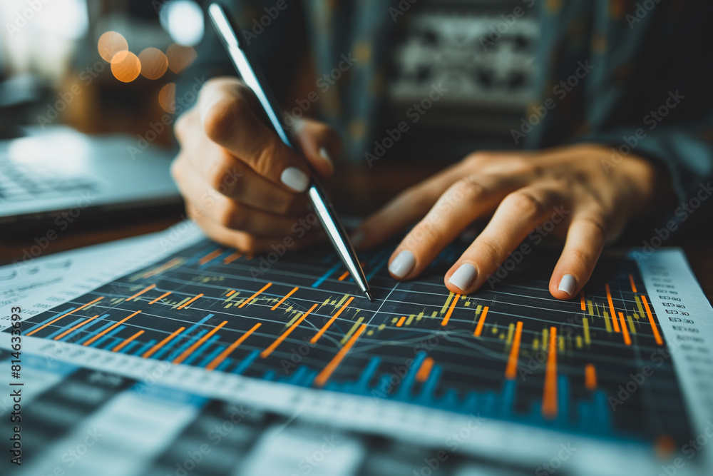 A person is writing with a pen on a piece of paper with a lot of numbers A person is writing with a pen on a piece of paper with a lot of numbers