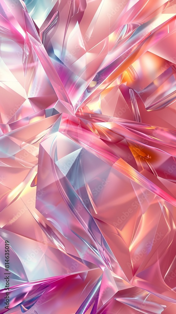 Trendy Abstract Banner, with Slick Crystal Pieces. Colorful, Pink Trendy Abstract Banner, with Slick Crystal Pieces. Colorful, Pink