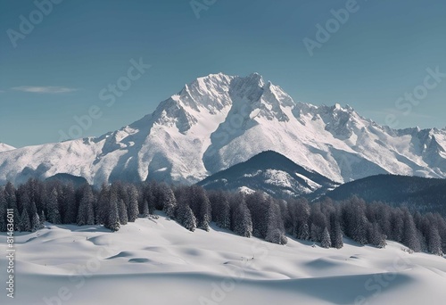 Wallpaper Mural a beautiful mountain range covered in snow and forest trees in the foreground Torontodigital.ca