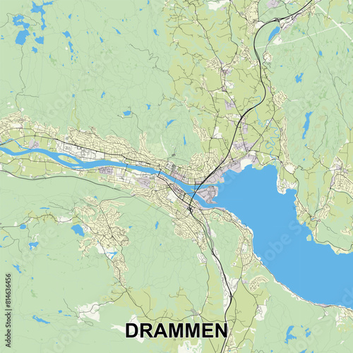 Drammen, Norway map poster art