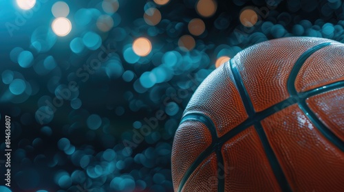 Illuminated Basketball: Ball on Court With Bokeh Lights © pvl0707