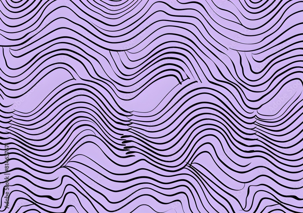 vector pattern of black wavy lines on lavender background, simple shapes, simple lines, simple details, minimalistic design, simple vector art, flat shading, flat colors, vector style, no shadows, no 