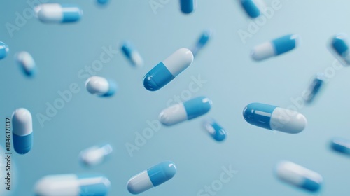 Capsules Floating in Blue Space
