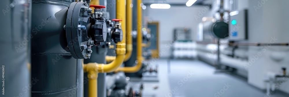 Equipment, cables and piping as found inside of a modern industrial power plant Equipment, cables and piping as found inside of a modern industrial power plant