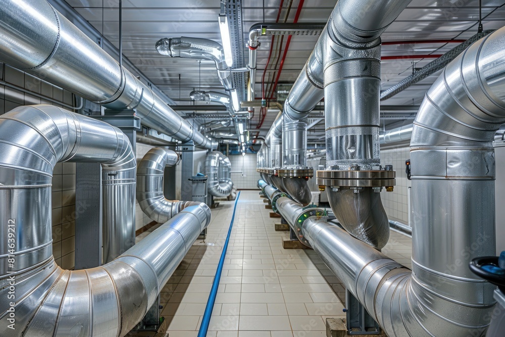Equipment, cables and piping as found inside of a modern industrial power plant Equipment, cables and piping as found inside of a modern industrial power plant