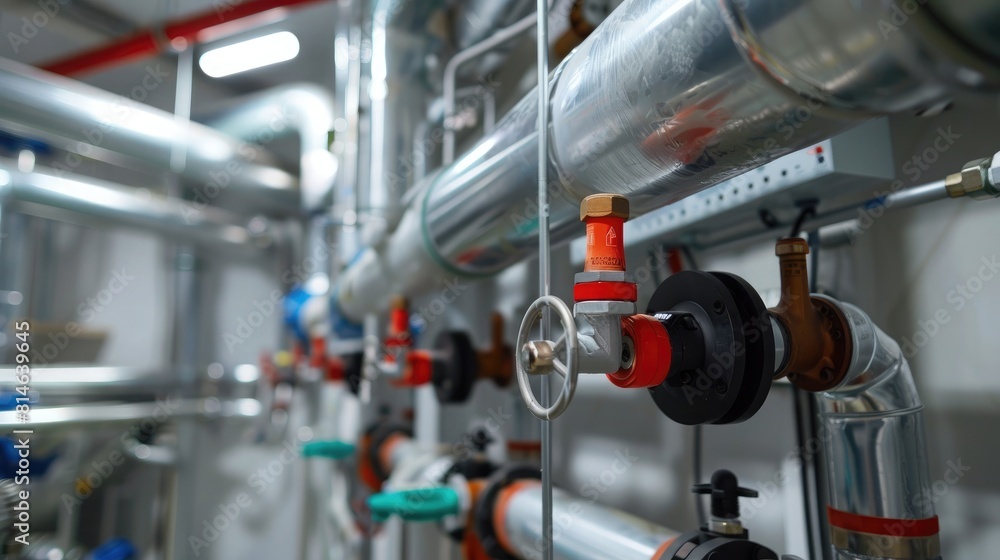 Equipment, cables and piping as found inside of a modern industrial power plant Equipment, cables and piping as found inside of a modern industrial power plant